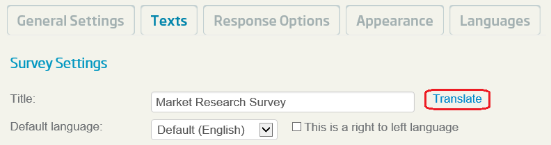 Multi language surveys texts